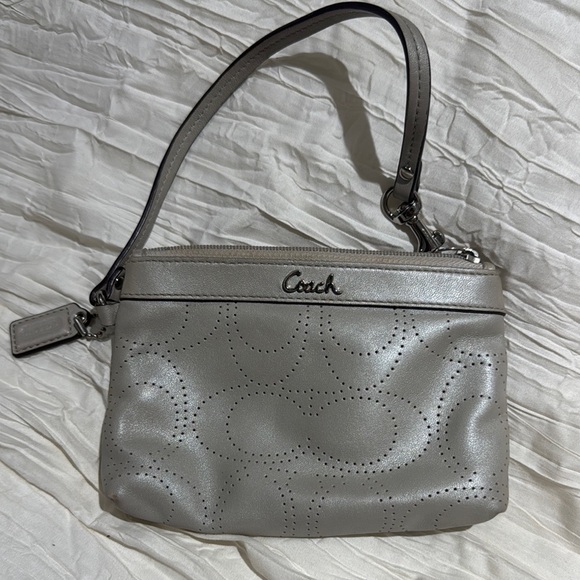 Coach Silver Quilted Wristlet Clutch - Picture 1 of 7